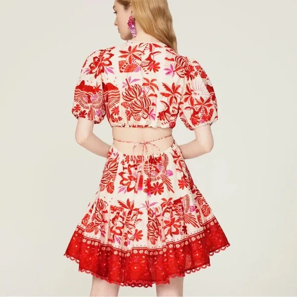 Farm Rio Rios Tile Mini Dress L - Picture 9 of 11